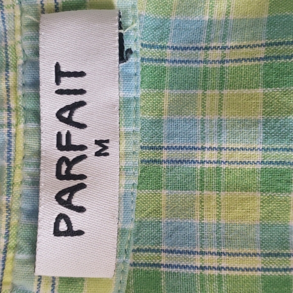 PARFAIT SUMMER PLAID HALTER TOP IN PASTEL COLORS OF BLUE YELLOW AND GREEN - Picture 3 of 6